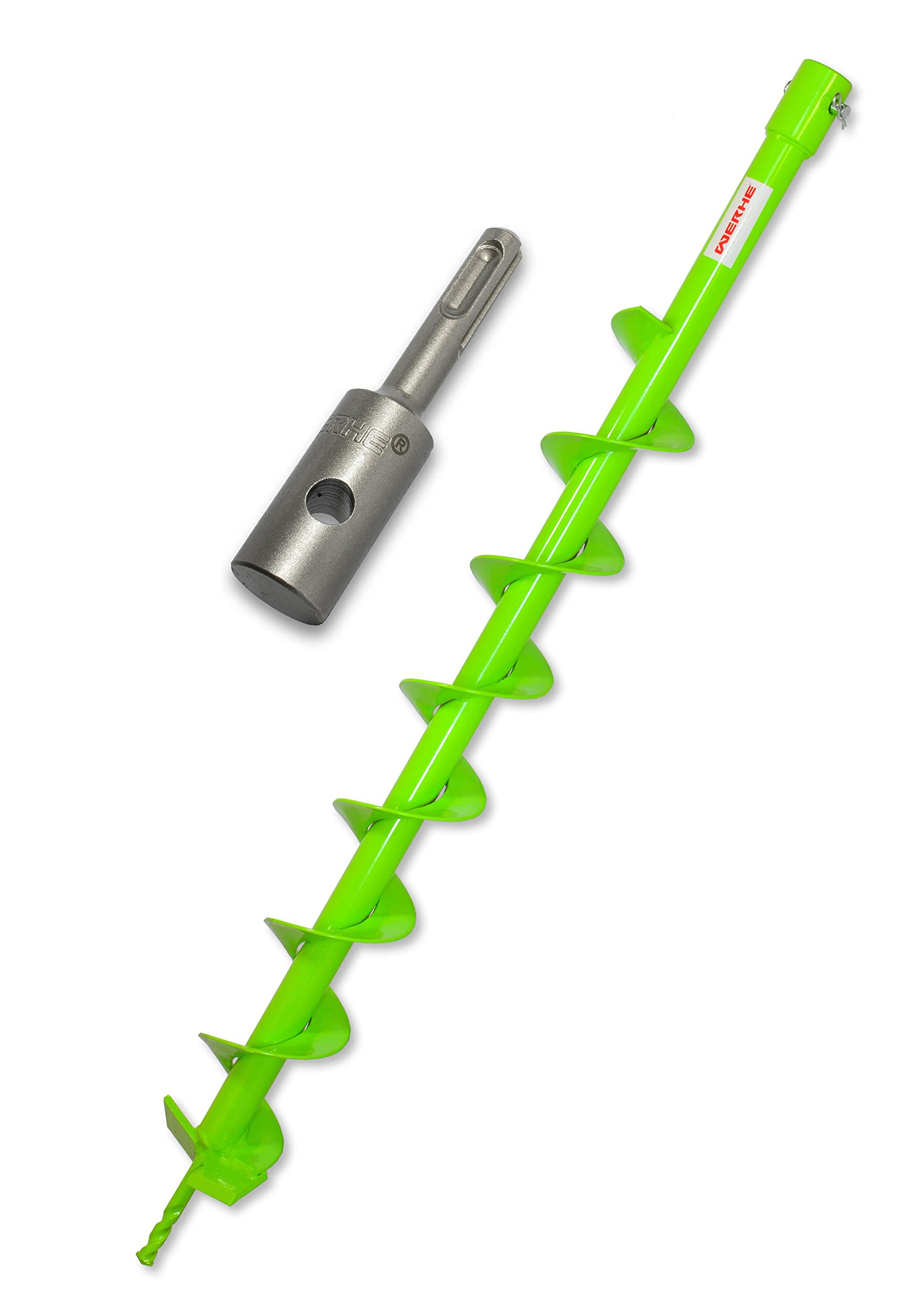 WERHE Erdbohrer Set Ø80 mm SDS Plus Adapter für Zaunbau und Garten
