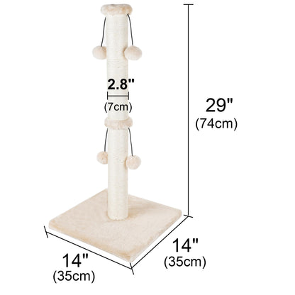 Dimaka Kratzbaum für Katzen, 74 cm, Sisal mit 4 Spielbällen, Beige