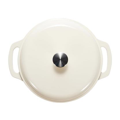 Amazon Basics Rund Schmortopf Emailliertes Gusseisen – 6.9 L Weiss