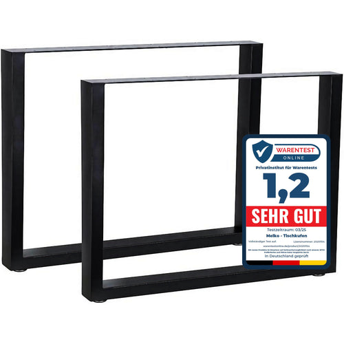 Melko Tischkufen 2er-Set Stahl 90 x 72 cm Tischgestell aus pulverbeschichtetem Vierkantrohr
