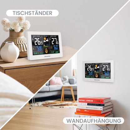 Newentor Funkwetterstation Q3 mit Aussensensor, DCF Funkuhr, Weiss