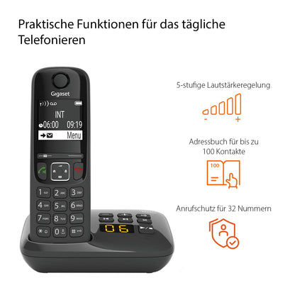 Gigaset AS690A Trio DECT-Telefone mit Anrufbeantworter - Schwarz