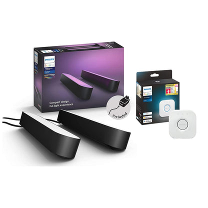Philips Hue Play Lightbar 2er Pack – Weiss & Farbe inkl. Bridge Schwarz