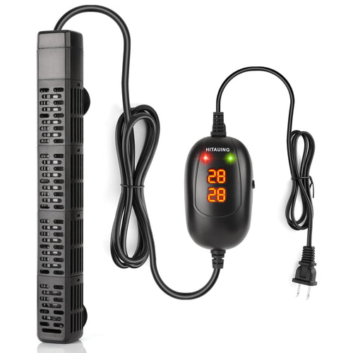 HiTauing Aquarium Heizung 500W Tauchheizung für Salz- und Süsswasser mit schwarzem Schutzgehäuse und Digitaldisplay