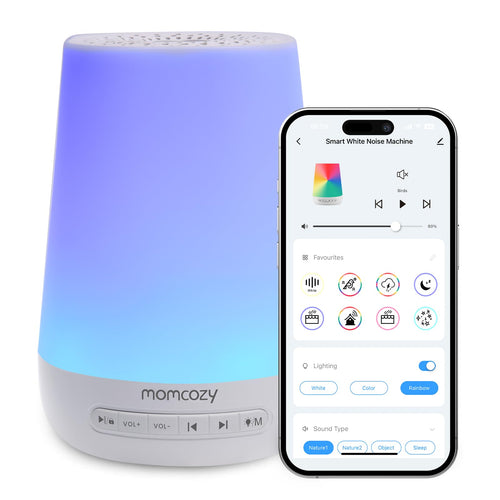 Momcozy DB03 White Noise Machine Baby, 34 Geräusche, Nachtlicht, weiss – Gerät zur Schlafbegleitung im Kinderzimmer