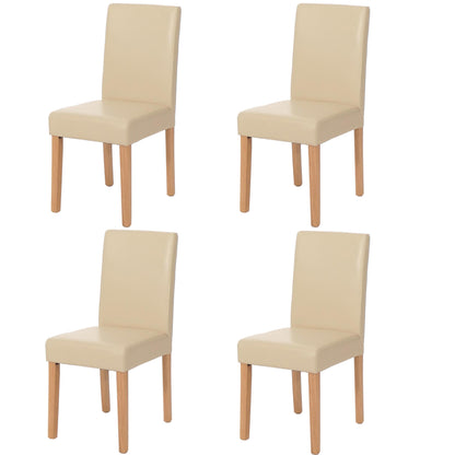 Mendler Littau Esszimmerstuhl 4er-Set - Leder Creme helle Beine. Cremelederbezug, helle Beine. Zum Sitzen am Esstisch.