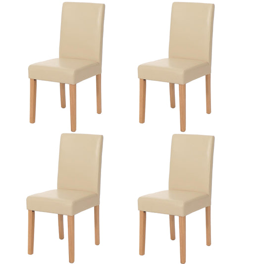 Mendler Littau Esszimmerstuhl 4er-Set - Leder Creme helle Beine. Cremelederbezug, helle Beine. Zum Sitzen am Esstisch.