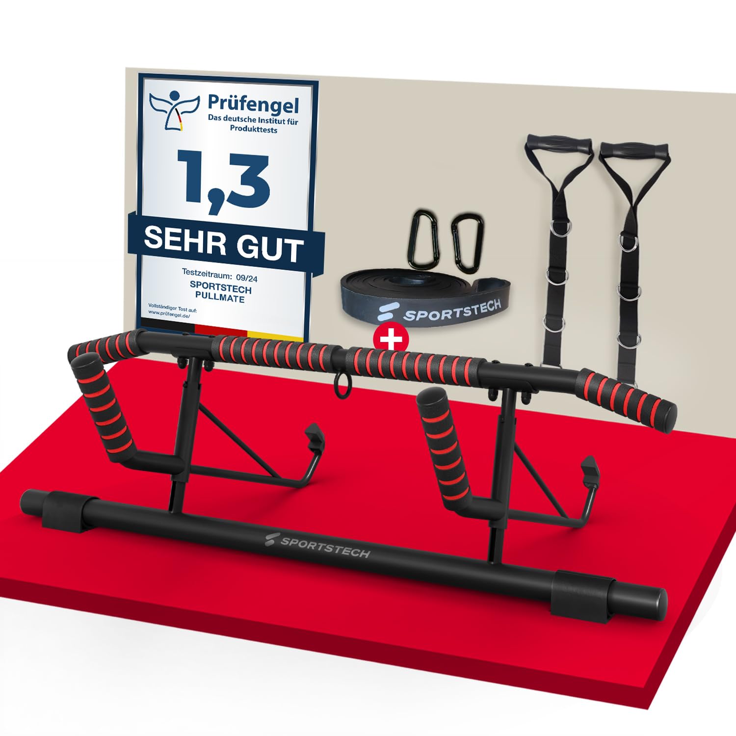 Sportstech Pullmate Klimmzugstange Türrahmen ohne Schrauben, 58–92 cm