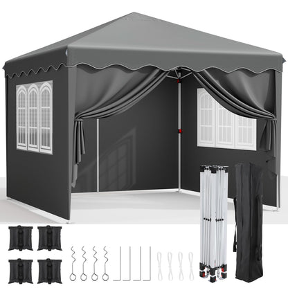 OutdoorPro Faltpavillon 3x3m – UV50+ Grau mit Seitenteilen