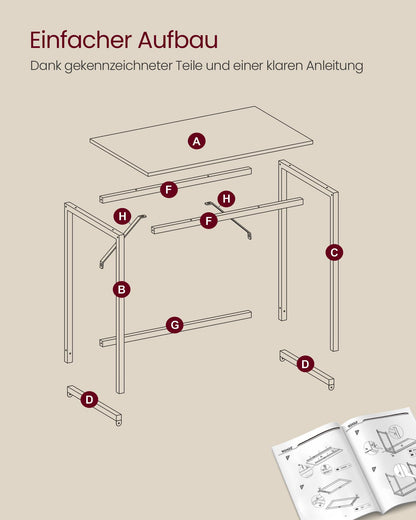 VASAGLE LWD039W70V1 Bürotisch 120x60cm - Natureiche Perlweiss