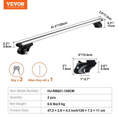 VEVOR Dachträger Universal Alu Querträger 90 kg Tragkraft