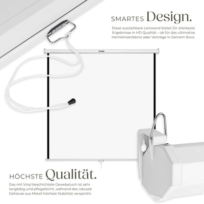 tectake Beamer Leinwand Rollo 152 x 152 cm, 4:3, Gain 1,0