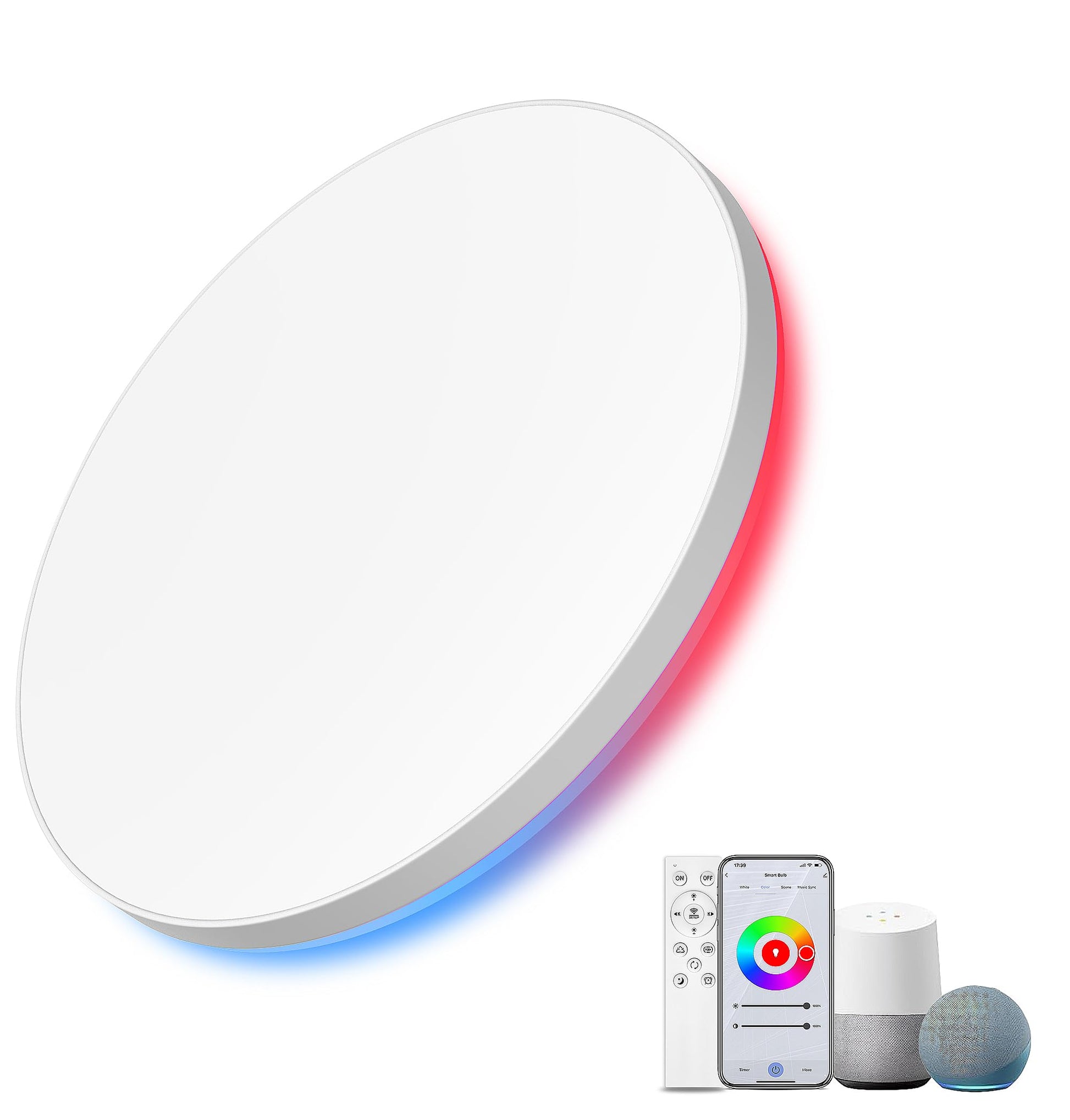 AmazeFun LED Deckenleuchte 48W dimmbar mit RGBIC und Fernbedienung, smarte Deckenlampe mit Nachtlicht und App-Steuerung