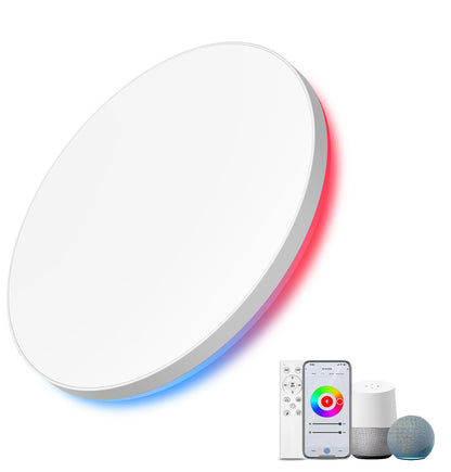 AmazeFun LED Deckenleuchte 48W dimmbar mit RGBIC und Fernbedienung, smarte Deckenlampe mit Nachtlicht und App-Steuerung