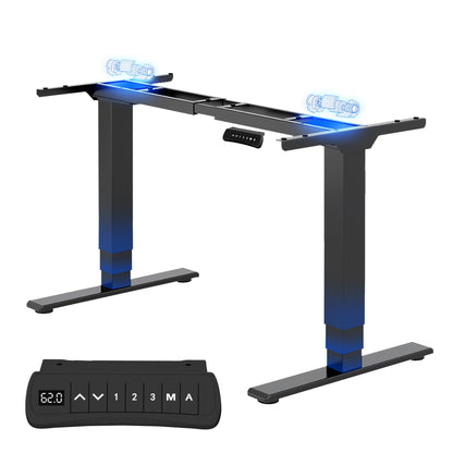 FLEXISPOT PRO Elektrischer Schreibtisch Höhenverstellbar - Schwarz: Rechteckiger, schwarzer Schreibtisch. Elektrisch höhenverstellbar für ergonomisches Arbeiten im Sitzen und Stehen.