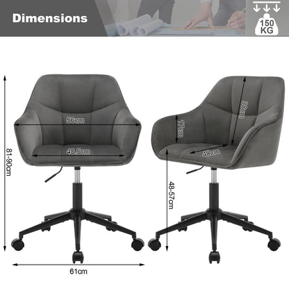 WOLTU BS145dgr Homeoffice Drehstuhl - Samt Dunkelgrau/Schwarz