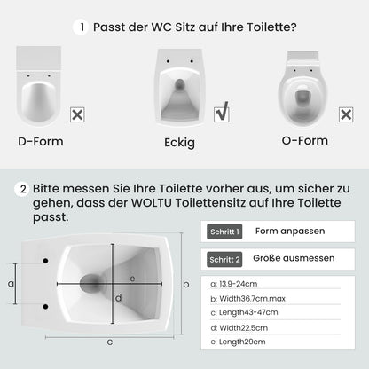 WOLTU WS2615 WC-Sitz mit Absenkautomatik, Duroplast, eckig, weiss
