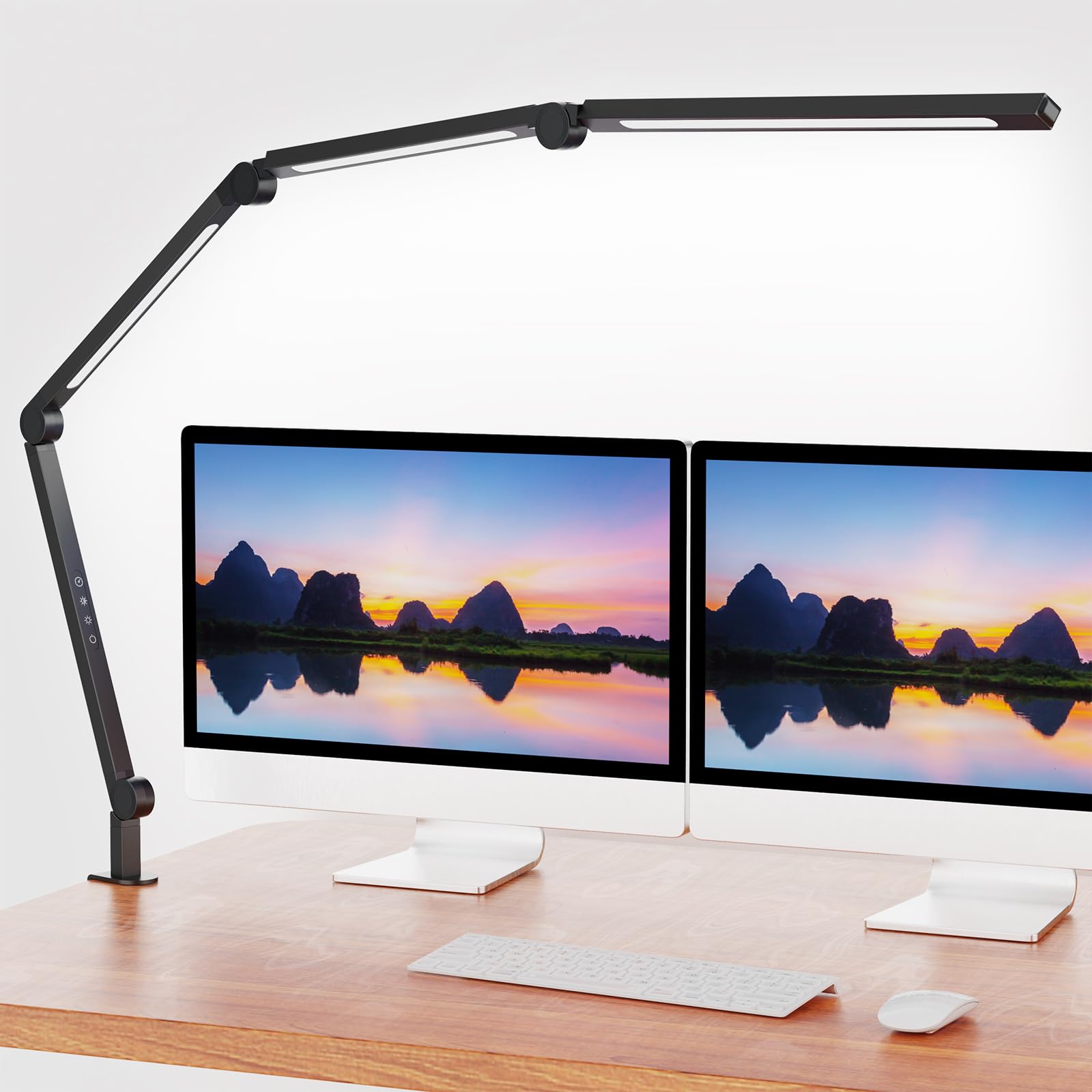 AILBTON LED Schreibtischlampe mit Clip, 3 Lichtquellen, dimmbar, faltbarer Arm mit Klemmfuss