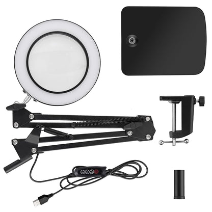 Soobuygoo Lupenlampe 15-fach, 2-in-1 LED-Tischlampe mit Echtglaslinse