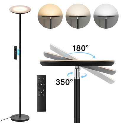 PreeOtti LED Deckenfluter Wohnzimmer Dimmbar mit Fernbedienung - Schwarz