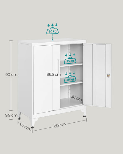 SONGMICS OMC013W01 abschliessbarer Aktenschrank - mattweiss
