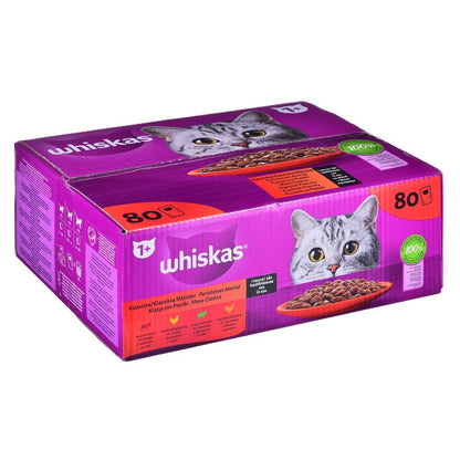 Whiskas Adult 1+ Katzennassfutter Klassische Auswahl in Sauce 80x85g