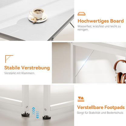 Coleshome Schreibtisch 120x48cm mit 3 Stoffschubladen – Weiss