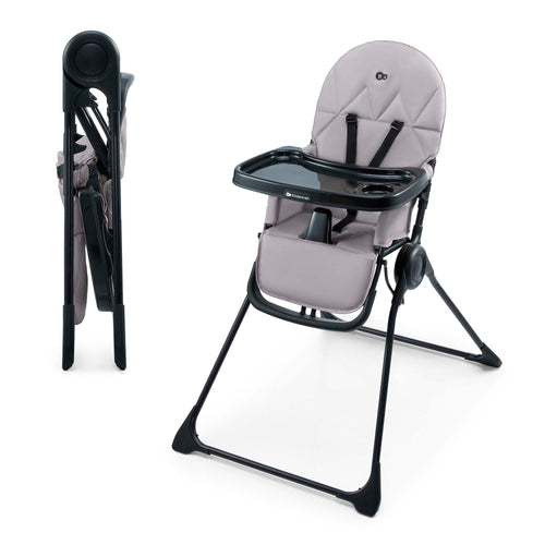 Kinderkraft BINCI Kinderhochstuhl, faltbar, mit Tablett, Grau – Babystuhl mit Fussstütze und 5-Punkt-Gurt