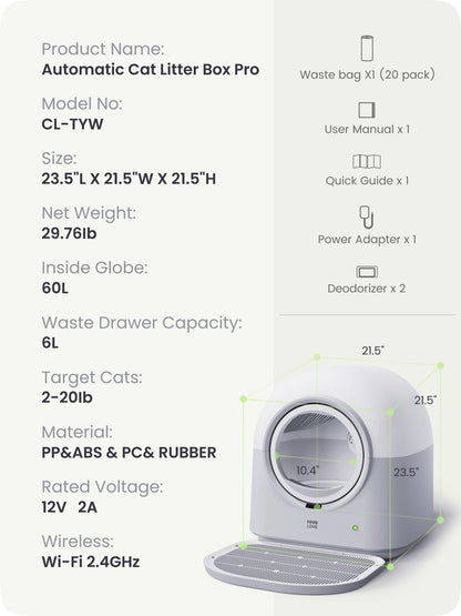 TY-PRO Selbstreinigendes Katzenklo – XXL App-Steuerung