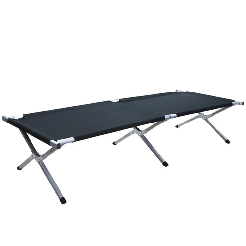 Kronenburg Feldbett XXL, Campingbett 210 x 72 x 45 cm, bis 200 kg in Schwarz mit klappbarem Aluminiumgestell