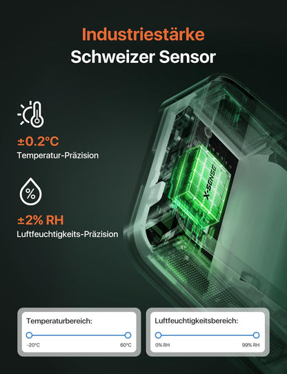 X-Sense WLAN Thermometer Hygrometer innen, 3 Stück, mit App