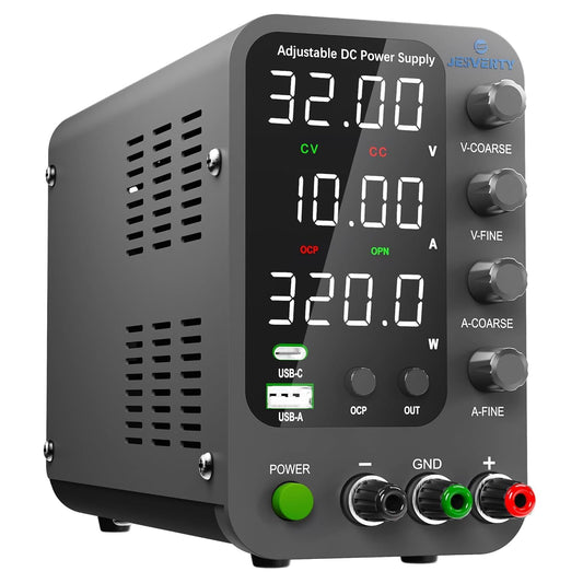 Jesverty SPS-3010V Labornetzteil. Rechteckiges, graues Gerät liefert regelbare DC-Spannung und Strom für elektronische Schaltungen.