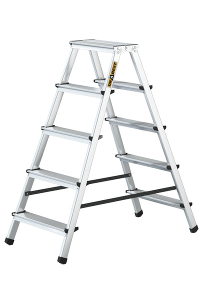 DRABEST Klappleiter Aluminium 2x5 Stufen Trittleiter bis 125 kg
