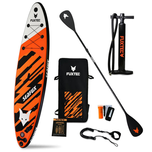 Fuxtec Aufblasbares SUP Board Set – Touring 320x81x15cm. Ein Touring-Board, zum Paddeln auf Seen und Flüssen.
