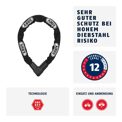 ABUS Kettenschloss Modell 33559 – 85 cm lang, Schwarz