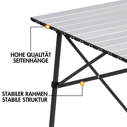 Portal Campingtisch klappbar mit Aluminium-Tischplatte, 70 x 70 cm