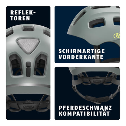 ABUS Youn-I 2.0 Fahrradhelm mit LED-Rücklicht, Grau, S (48-54 cm)