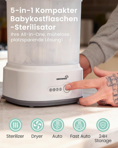 Grownsy Dampfsterilisator mit Trockner für Babyflaschen, 5-in-1