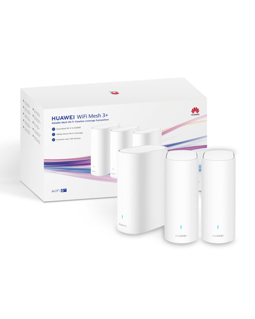 HUAWEI WiFi Mesh 3+ WLAN Router AX3000 Dual-Band 3er-Pack weiss – drei weisse Mesh-Einheiten für WLAN im ganzen Haus