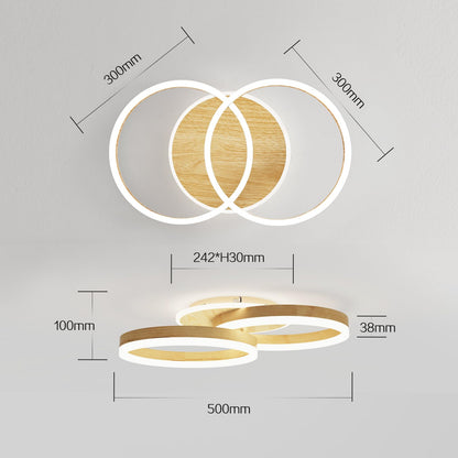 Amdelne LED Deckenleuchte 2-Ringe - Holzoptik Dimmbar 50cm