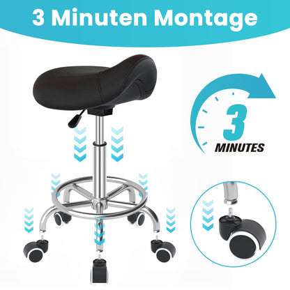 YEEZEE Sattelhocker ergonomisch, höhenverstellbar mit Rollen, schwarz