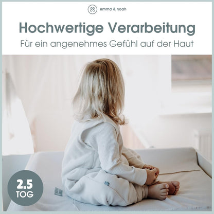 emma & noah Baby Schlafsack mit Füssen 2.5 TOG - Leo Grau 90 cm