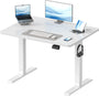 Devoko Elektrischer Steh-Sitz Schreibtisch – 100x60cm Weiss. Rechteckiger, weisser Tisch mit elektrisch höhenverstellbarem Gestell für ergonomisches Arbeiten.