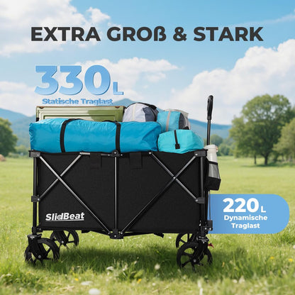 SLIDBEAT XXL Faltbollerwagen 220L/200KG – All-Terrain Räder