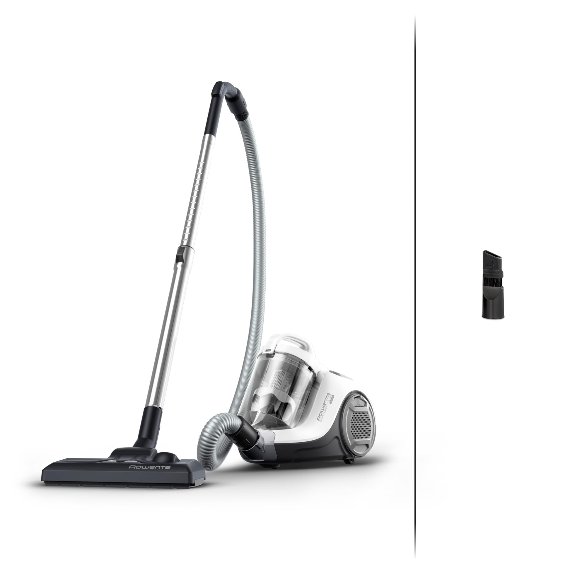 Rowenta Swift Power Cyclonic Beutelloser Staubsauger RO2917 Weiss. Mit Schlauch und Bodendüse reinigt Hart- u. Teppichböden.