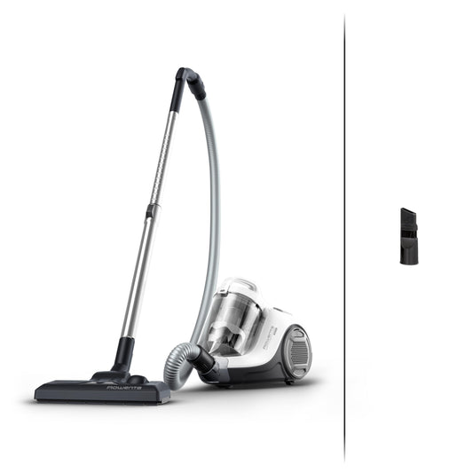 Rowenta Swift Power Cyclonic Beutelloser Staubsauger RO2917 Weiss. Mit Schlauch und Bodendüse reinigt Hart- u. Teppichböden.