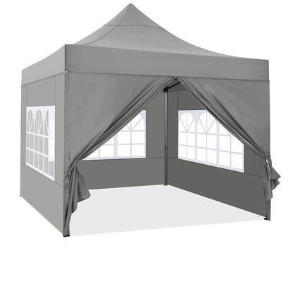 COBIZI Faltpavillon 3x3 Wasserdicht Stabil Winterfest mit Seitenwand,Pop Up Pavillon Partyzelt,Sonnenschutz Gartenpavillon,Pavillon Faltbar mit Tasche mit Rollen(3 mal 3m Grau)