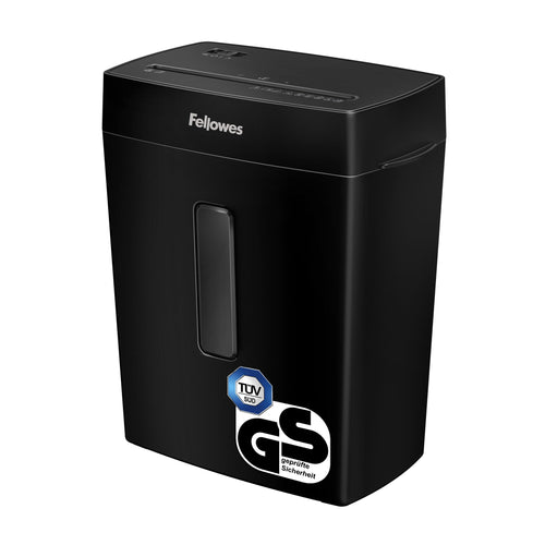 Fellowes FS-8C Aktenvernichter, Partikelschnitt P4, 8 Blatt, 15 l, schwarz, Papierkorb mit Sichtfenster