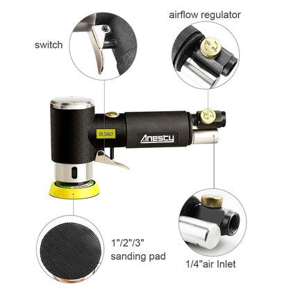 Anesty Druckluft Exzenterschleifer Mini Poliermaschine Set 25/50/75 mm