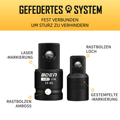 Mr.wintek Schlagadapter-Set 8-teilig, Stecknuss-Adapter 1/4" bis 1"